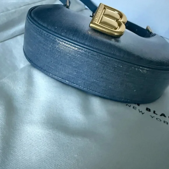 Blue waxed denim Brandon Blackwood Bag with Gold Accents - Picture 3 of 14